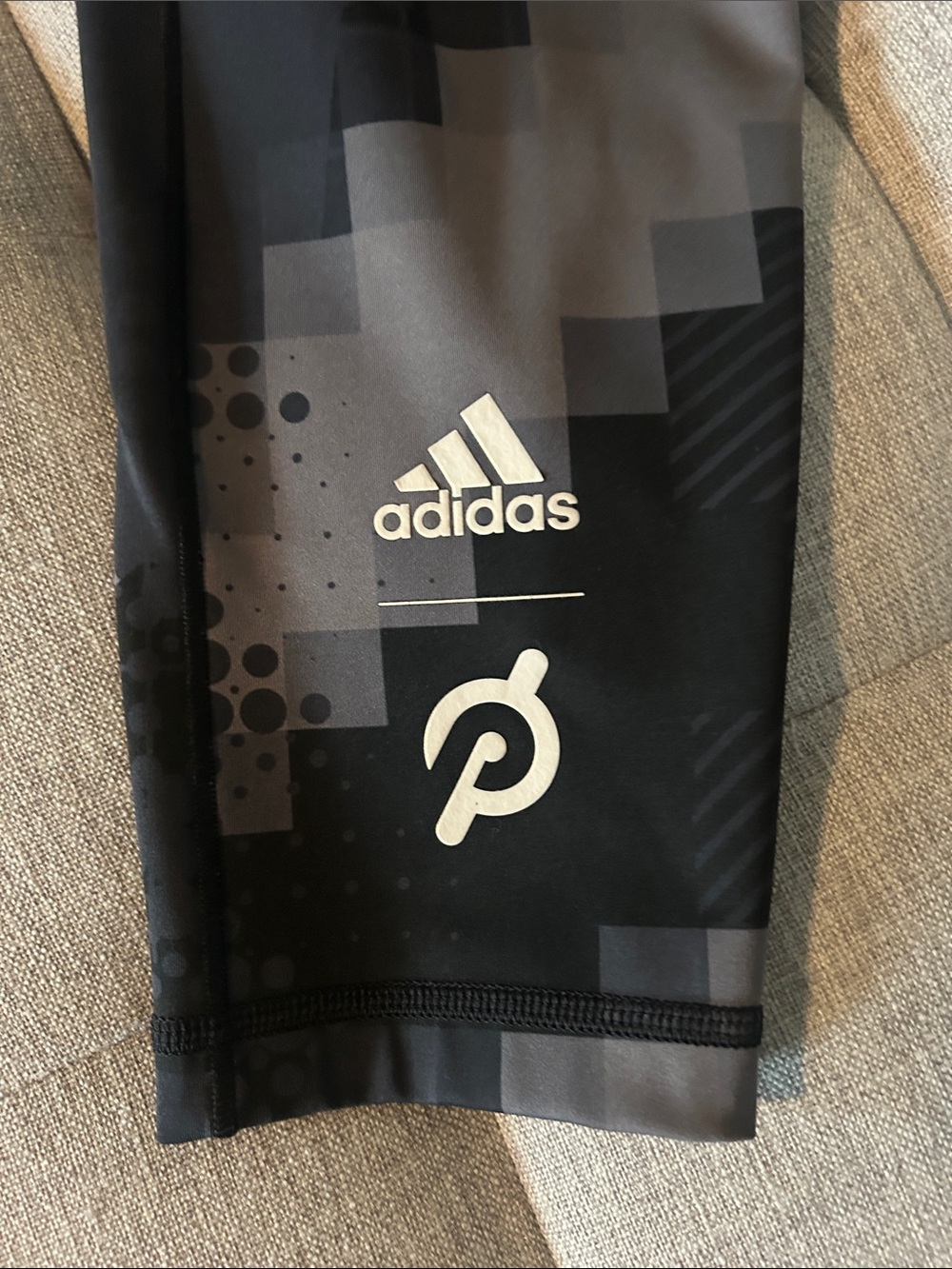Adidas x Peloton Black Gray Leggings with Pattern